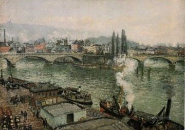  Grey Oil Painting - the pont corneille rouen grey weather 1896 Camille Pissarro